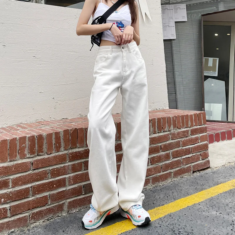 

Women Baggy Jeans 2022 New Fashion Straight Leg Pants Y2k Denim Trousers White Vintage Mom Loose Hight Waist Jeans