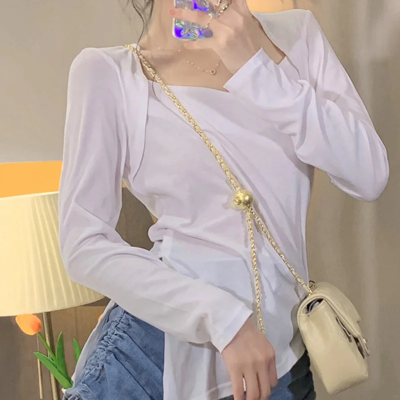 Солнцезащитная футболка с квадратным вырезом и длинным рукавом Женский