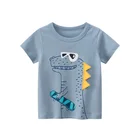 Детские футболки для маленьких мальчиков детская одежда с рисунком динозавра из мультфильма, футболка с Короткими Рукавами Летняя одежда футболка От 2 до 8 лет, детский топ для детей с года до трех лет одежда для детей