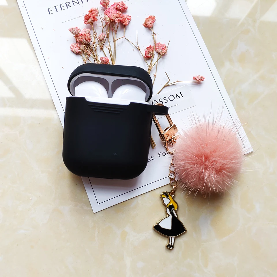 Милый корейский силиконовый чехол для Apple Airpods, чехол, аксессуары, Bluetooth наушники, мультяшный защитный чехол, вишневый собачий брелок