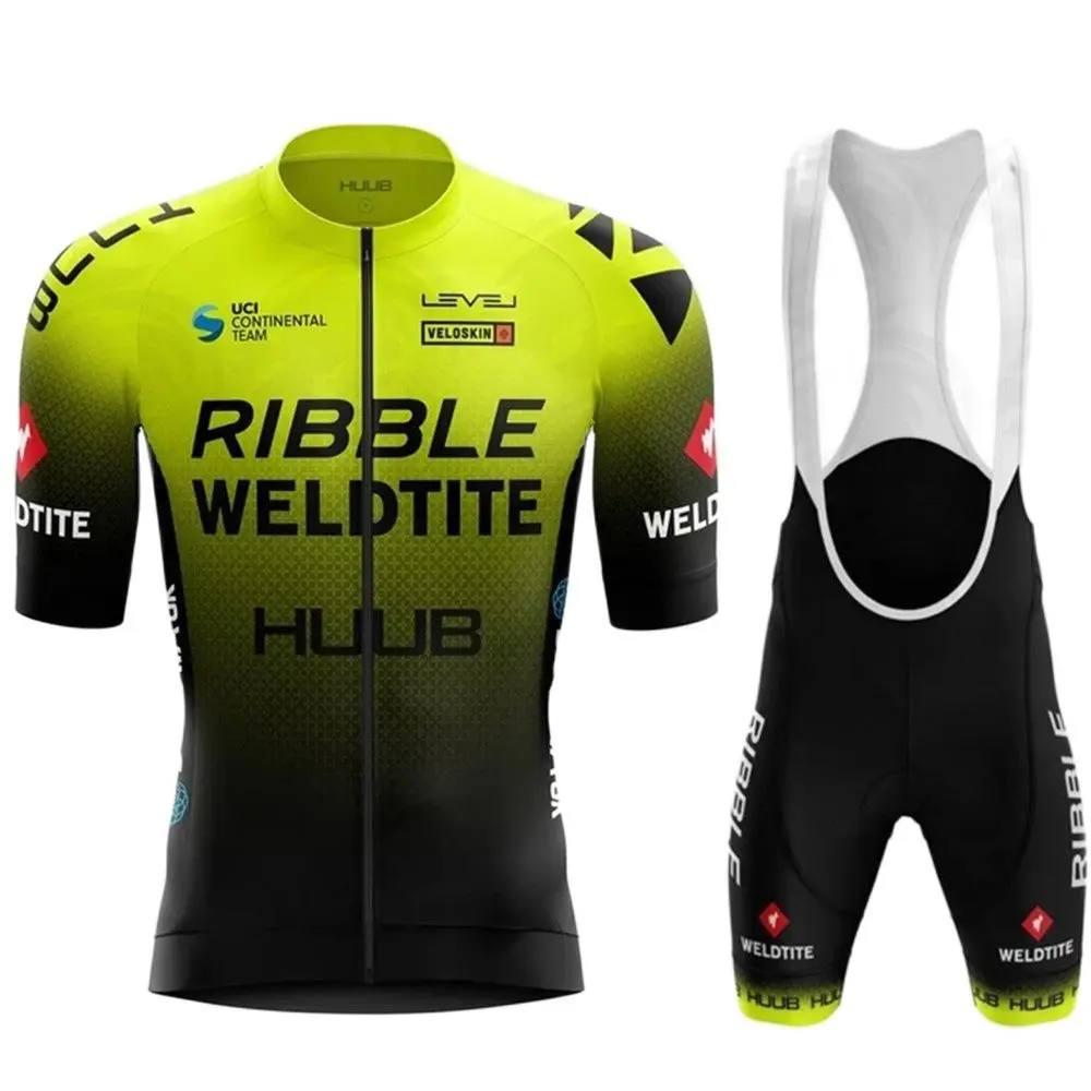 

2020 Huub Cycling Jersey Fluorescent Color Men Bicycle Suit Ribble Weldtite Bike Shirts Bib Shorts Team Clothing Ropa De Hombre