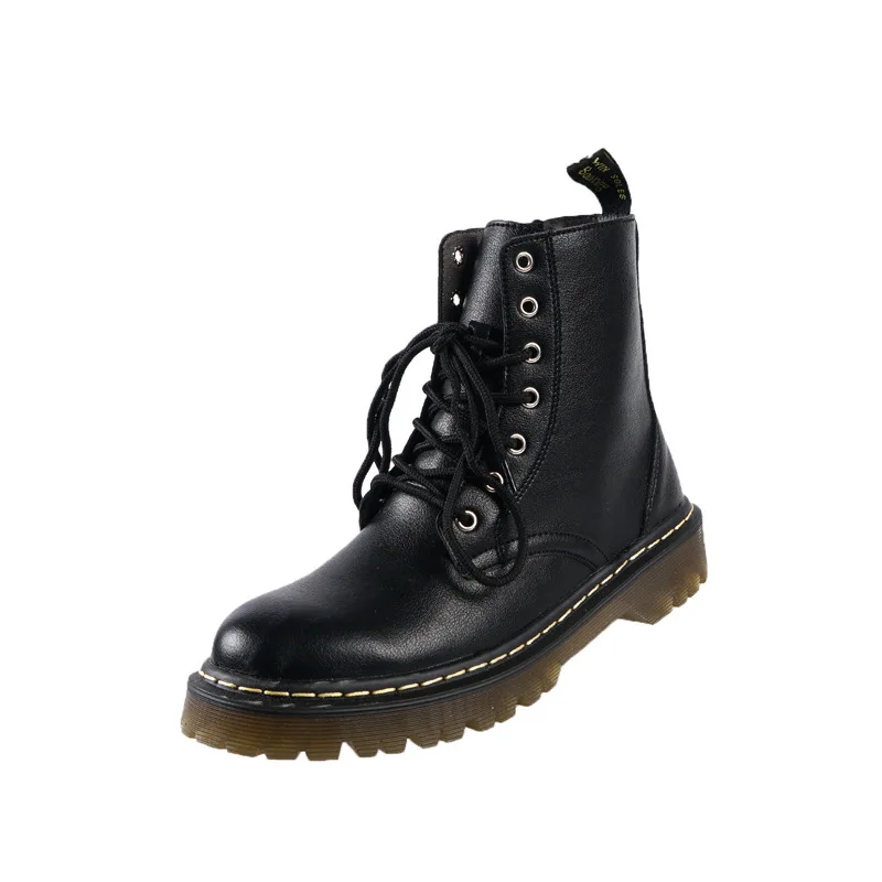 

2020 Autumn Winter British Style Fashion Ankle Leather Boots Women Shoes Lady Lace Up Side zipper Boot botas mujer invierno
