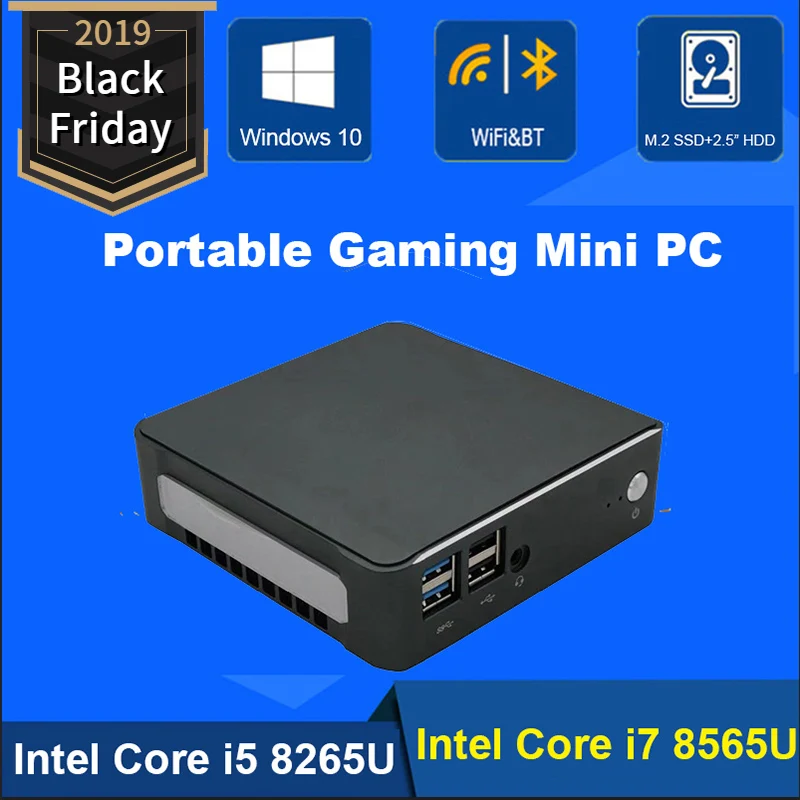 Портативный игровой ПК четырехъядерный 8 нитей Intel i7 8565U i5 8265U type-C HDMI 2,0 DP 4 k@ 60Hz i3 8145U тонкий клиент микро компьютер