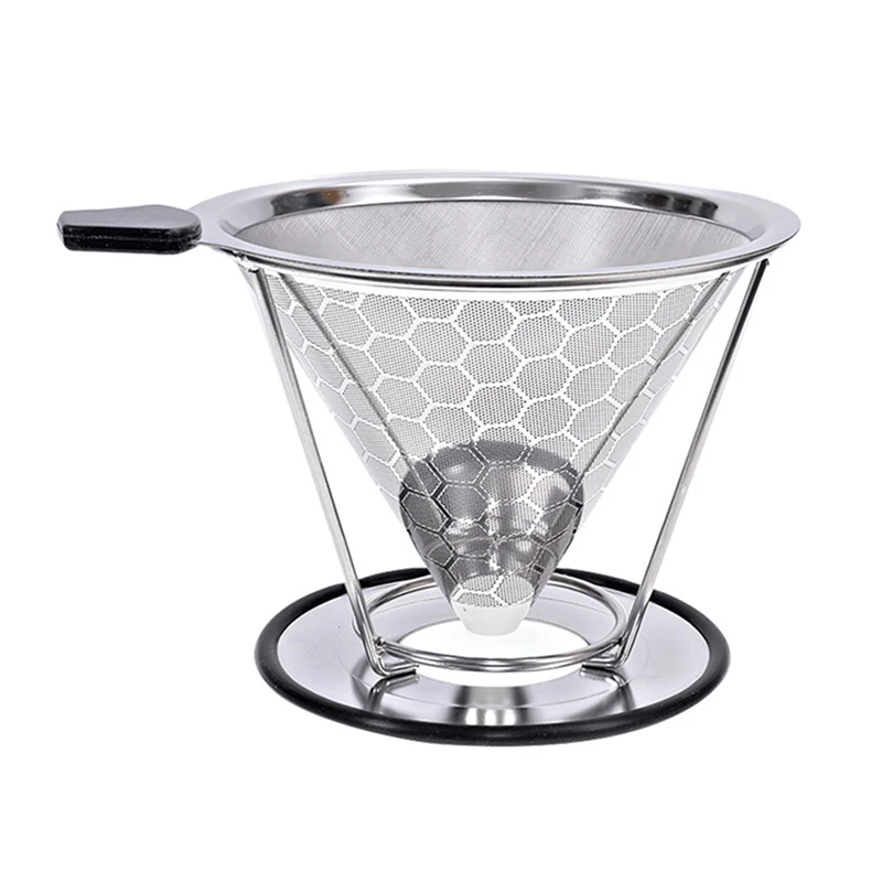 

Reusable Double-Layer Coffee Filter Stainless Steel Holder Metal Mesh Funnel Baskets Split Design Coffees Dripper