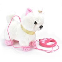 robot dog sound control interactive dog electronic toys plush puppy pet walk bark leash teddy toys for children birthday gifts