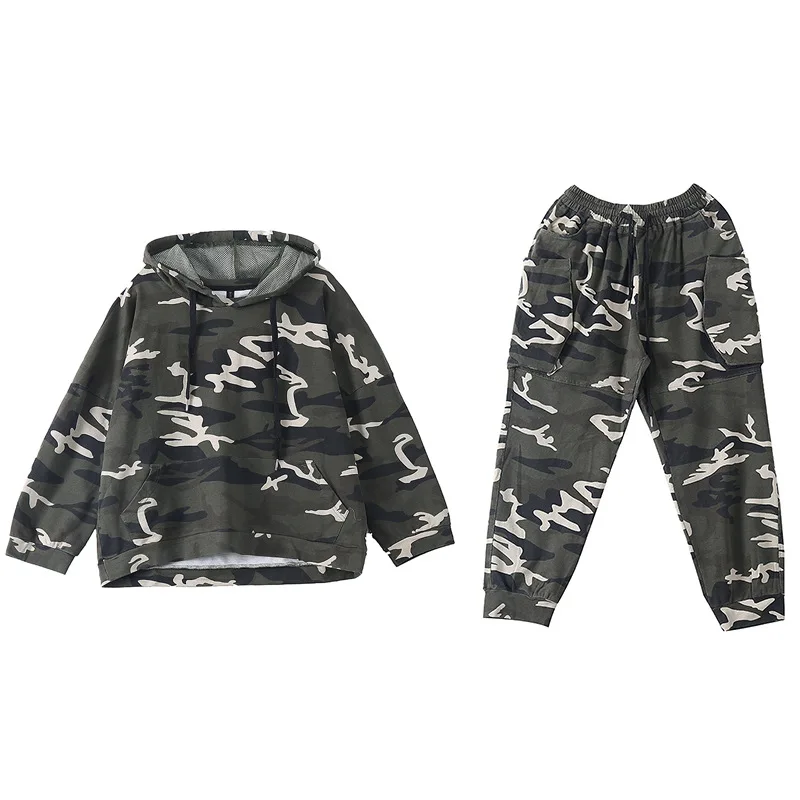 

Vefadisa Green Women Camouflage Set 2021 Spring Women Casual Set Women Hooded Sweatshirt + High Elastic Waist Pants ZQY806B