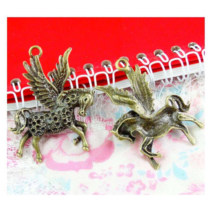 Фото 10pcs 51*37.5MM Vintage Horse Charms Pendant Antique bronze Fit Bracelets Necklace DIY Metal Jewelry Making №1