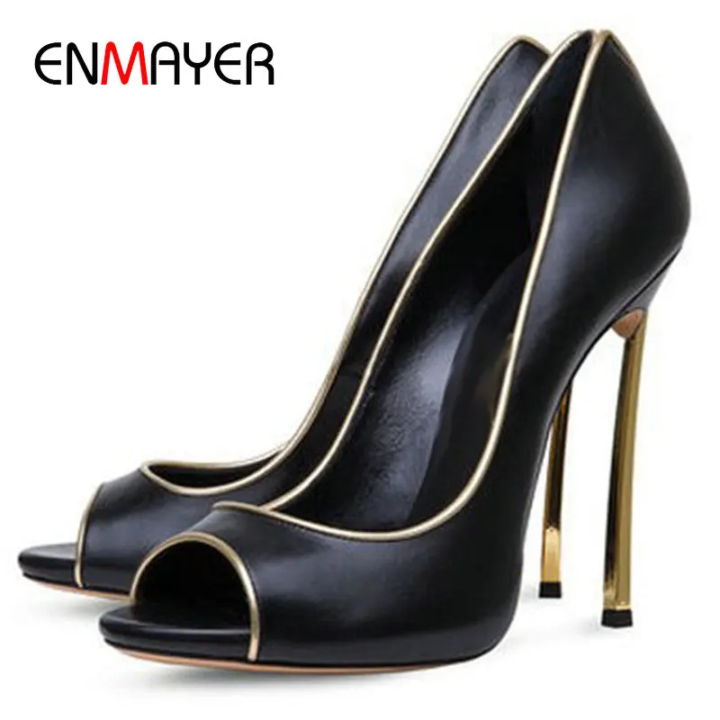 

ENMAYER Casual Slip-On Pointed Toe High Heels Shoes Basic Spring/Autumn Fashion Shallow Pumps Elegant Peep Toe Wedding Shoes