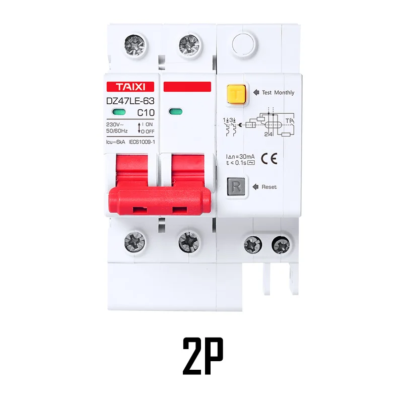 Автоматический выключатель Mini RCD RCBO DZ47 10A 16A ток 30mA 15mA MCB защита от утечки бытовой