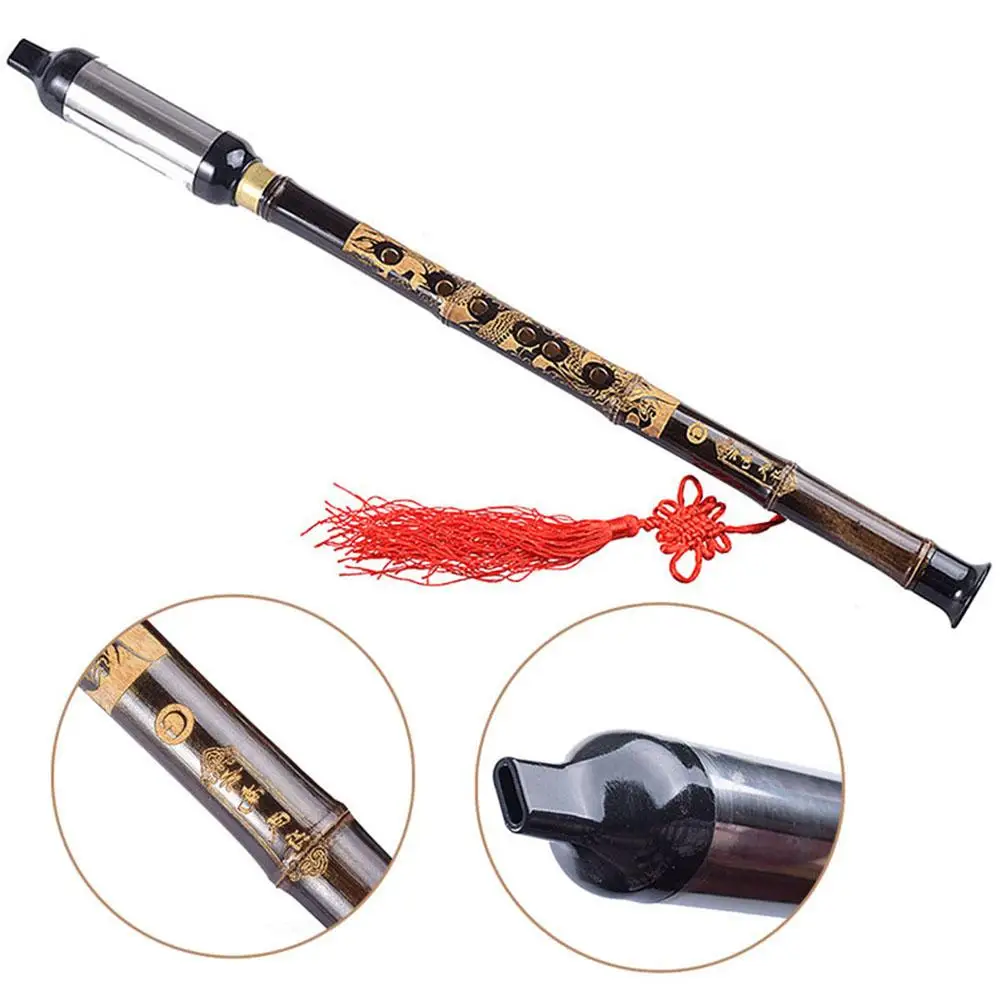 

1Pc Chinese Ethnic Instrument Black Bamboo Bawu Pipe BaWu Flute Tune G Detachable