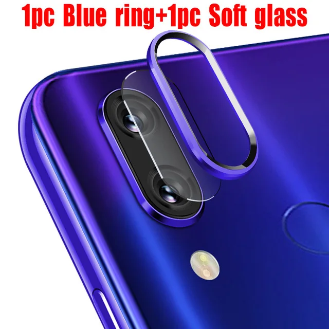 Blue Ring Glass Защитное стекло для камеры Xiaomi Redmi Note 8 Pro 8T 7 K20 Pro, Защитное стекло для объектива, металлический защитный кольцевой чехол - Цвет: Blue Ring Glass