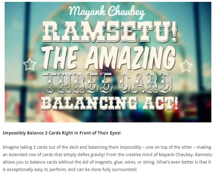 

Ramsetu by Mayank Chaubey , magic tricks , Magic instruction