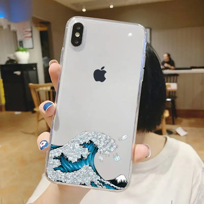

The Big Wave of kanagawa Phone Case Transparent for iPhone 6 7 8 11 12 s mini pro X XS XR MAX Plus