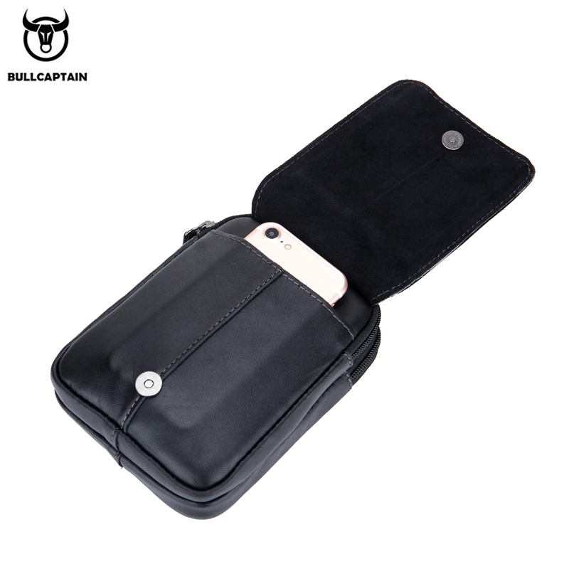 Мужская повседневная сумка BULLCAPTAIN из воловьей кожи модная поясная с крючком