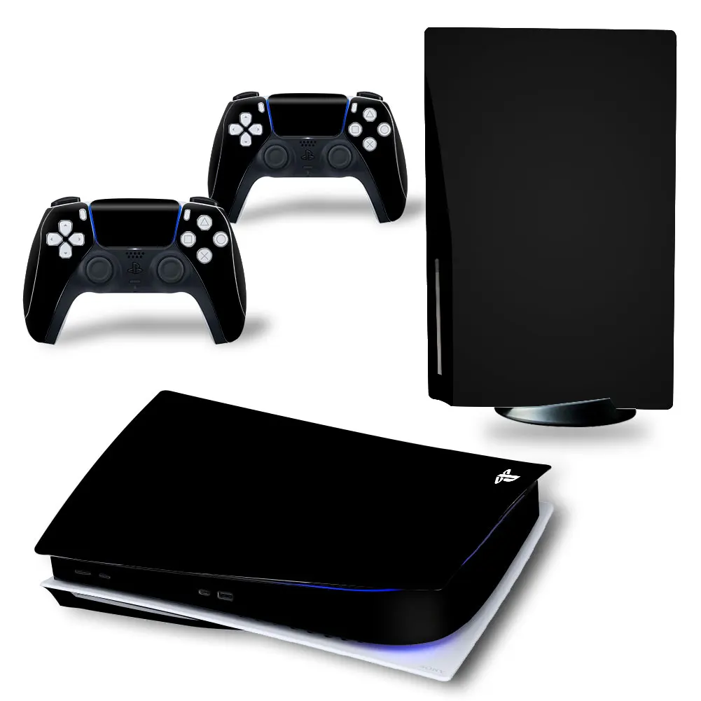 

Новый черный PS5 дисковое издание кожи Стикеры наклейка кожного покрова для Игровые приставки 5 консоли и 2 контроллеры PS5 диск кожи Стикеры
