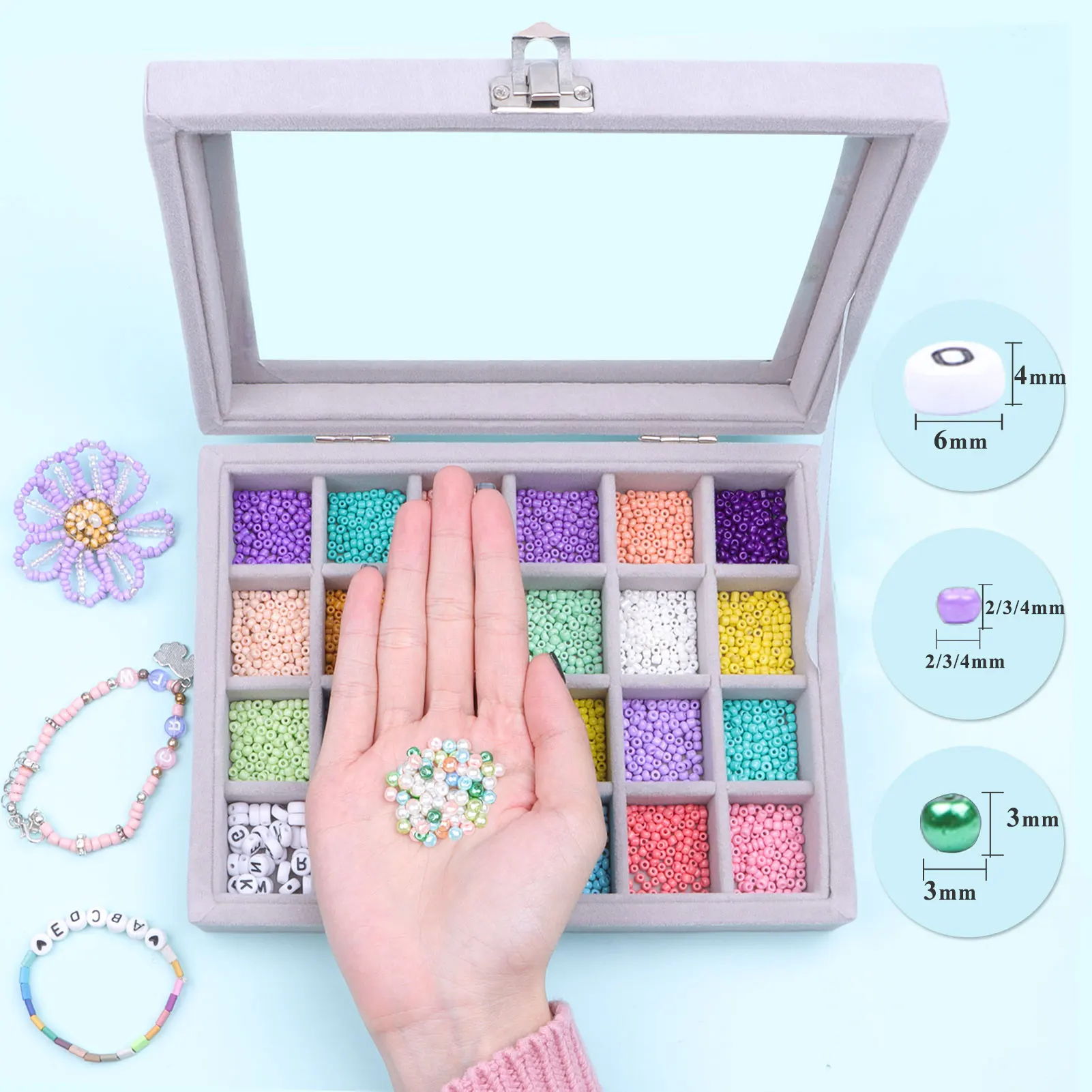 2 3 4 mm Seed beads for Jewelry Making Supplies Accessories For Wedding Jewelry Bracelets Necklace Making  Seed bead Set Box