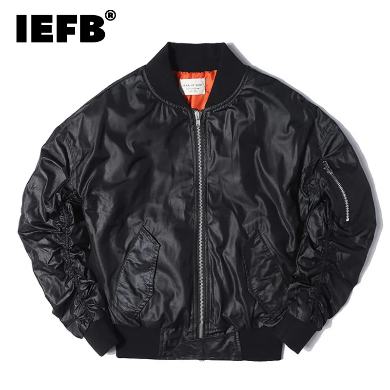 

Уличная одежда IEFB, Мужская одежда, куртка с открытыми плечами и длинным рукавом с вырезами, новинка 2021, Высококачественная бейсбольная форм...