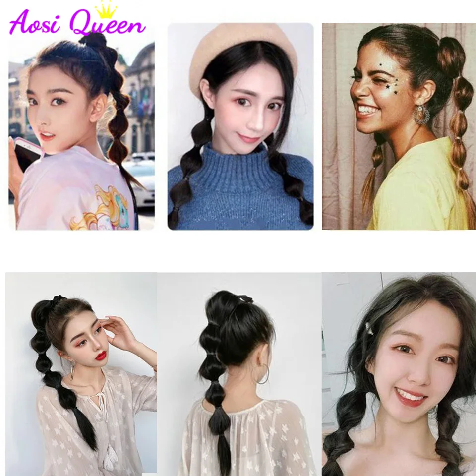 

AS Synthetic hair fiber heat-resistant ring ponytail bubble ponytail wig clip-on hair extension ponytail wig