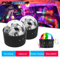 sound activated rotating disco ball car interior atmosphere lamp rgb led stage lights usb car ambient light dj party lights