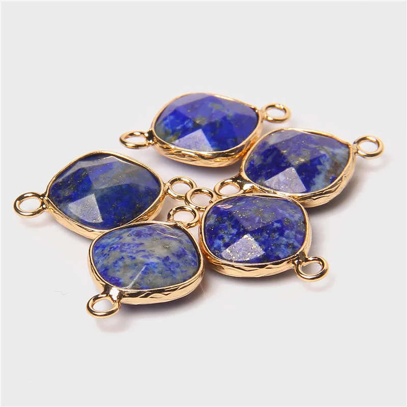 

5pcs Faceted Crystal Connectors Charm Double Hole jaspers Quartz Pendant Charms for Jewelry Making DIY Accessories 14mmx14mm