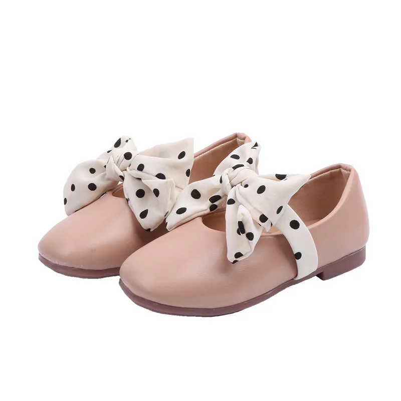 Zapatos de suela blanda de cuero para ni&ntilde;as, zapatillas de princesa con lazo, a la moda, bonitos y Chic, 2022-0