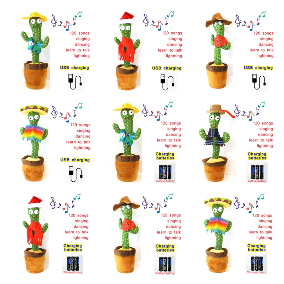 

Dancing Cactus Toys Speak Electronic Plush Toys Twisting Singing Dancer Talking Novelty Funny Music Luminescent Gifts Bluetooth