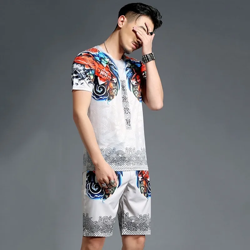 Костюм спортивный мужской из 2 предметов повседневный комплект с шортами и