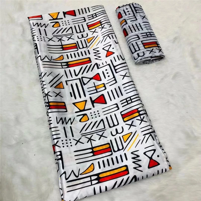 New Design Silk Fabrics African Silk Satin Fabric For Women Dress Garment African Fabric 4+2Yards