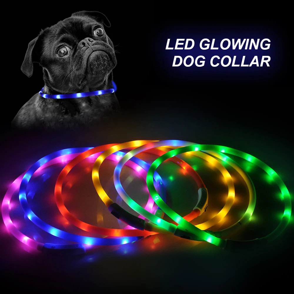 

Яркий светодиодный собачий ошейник с зарядкой от USB, 3 вспышки, ночная безопасность, мигающий собачий светильник шейник