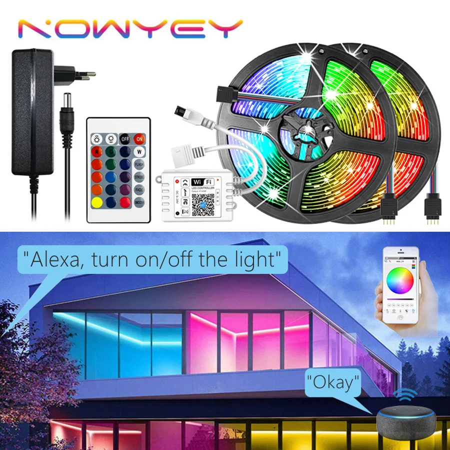 Светодиодные ленты Wi Fi Countrol 12v RGB лента 5 м 10 15 SMD5050 2835 полосы светильник работает с