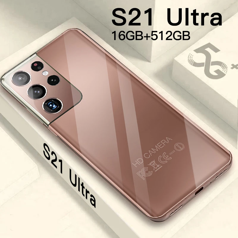 Смартфон S21 Ultra, сотовые телефоны с глобальной прошивкой, мобильные телефоны на базе Android 10,0, 16 ГБ + 512 ГБ, смартфон, сотовый телефон, разблокиро...