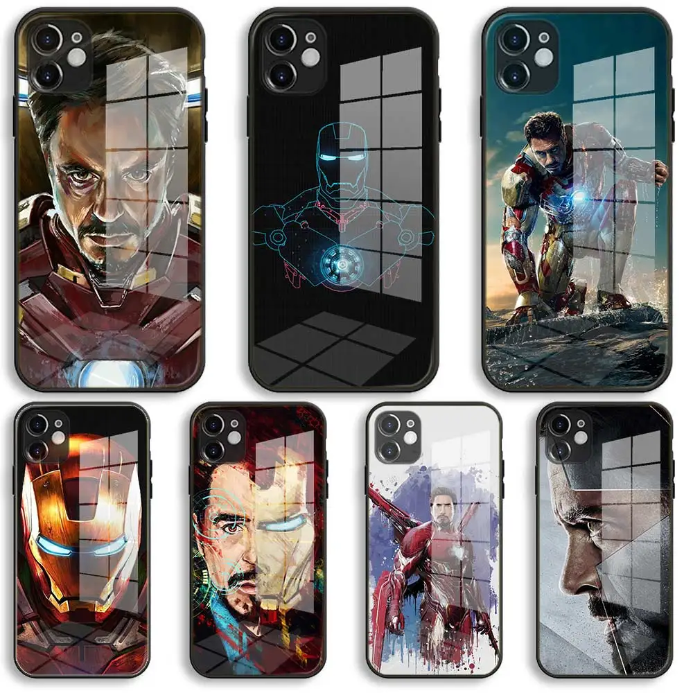 Стеклянный черный чехол для iPhone 12 11 Pro X XS Max XR 8 7 6 Plus SE 2020 S мягкий силиконовый Тони