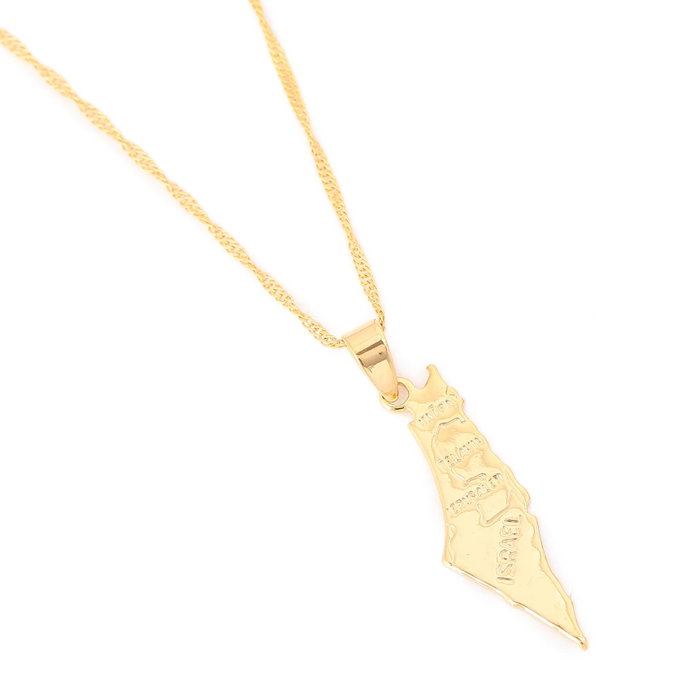 Израиль кулон Карта Ожерелье Западный банк цепь Золотой цвет ювелирные изделия