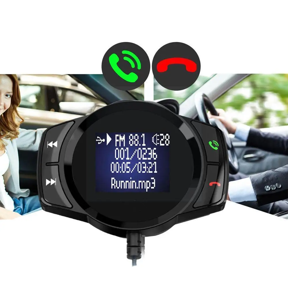 

Bluetooth-Compatible Car FM Modulator Stereo AUTO MP3 Player Charger Audio FM Dual U Adapter Transmitter Music Disk TF USB T4O0