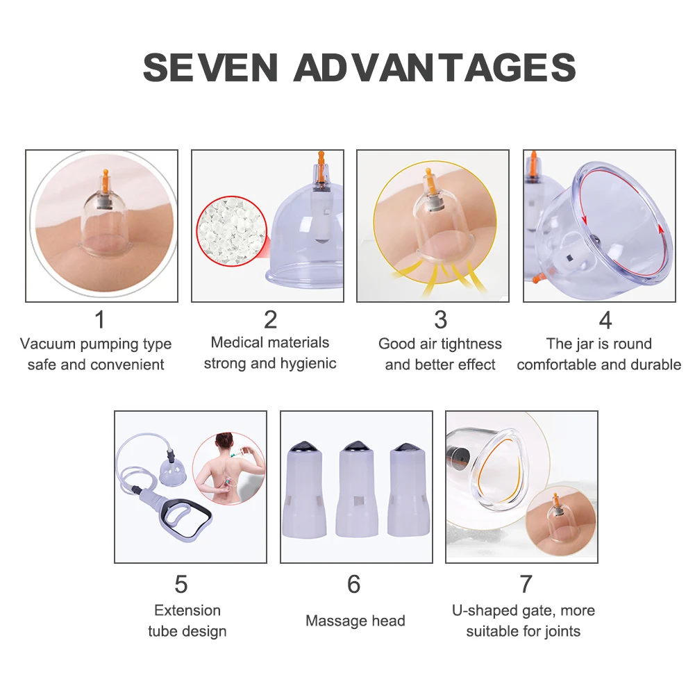 

24Pcs Thick Jars Cupping Therapy Sets Chinese Therapy Cellulite Massager Pain Relief Vacuum Suction Cups Set for Neck Back Legs