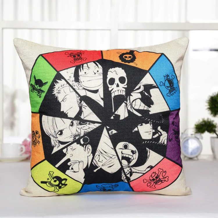 45*45 cm One Piece Action Figure plush toys cartoon Living room pendant flax pillow cover Bedroom Deco dolls for kids party|Игровые