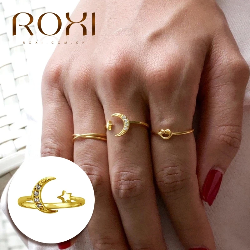 ROXI открытые кольца с простыми Луной и звездами для женщин девушек в саду на палец