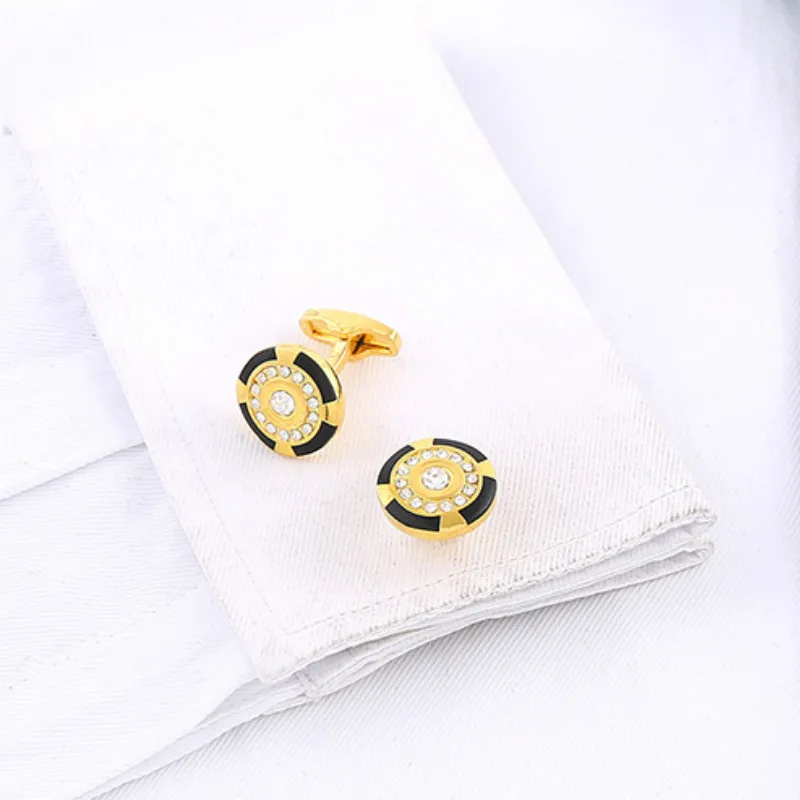 Запонки в деловом стиле с кристаллами мужские повседневные банкетные свадебные