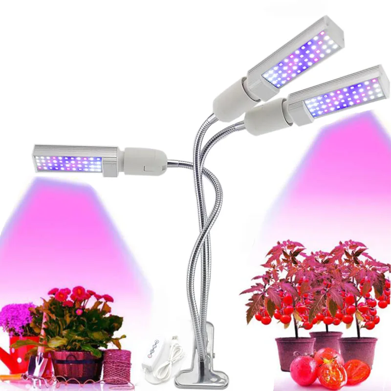 

3 head LED Grow Light Lamps Growth 5V USB Timer Growing indoor plants Bulbs cultivo Phyto Lamp Full Spectrum Plant Fitolampy