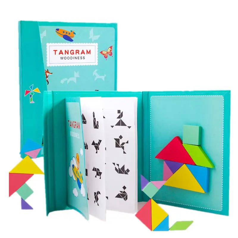 

96 Puzzles Magnetic Tangram Kids Toys Montessori Educational Magic Book Suit