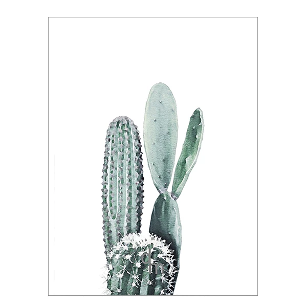 Акварельный Зеленый пейзаж кактус плакаты суккулент скандинавский стиль сад