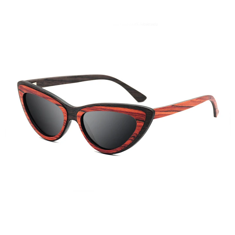 Винтажные деревянные солнцезащитные очки кошачий глаз маленькие женские в