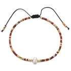 Браслет Миюки ручной работы, плетеная веревочная цепочка, Женский жемчужный браслет с бусинами