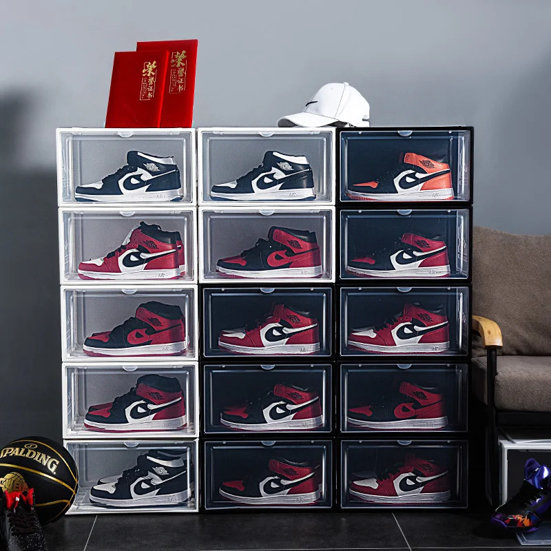 

2pcs AJ shoe box high-top basketball shoes dust-proof storage box a transparent heightened Sneakers box