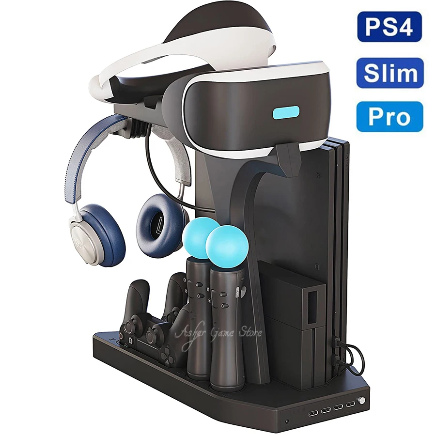 Тонкая зарядная подставка для PSVR PS4 PRO 4 зарядных устройства 2 вентилятора