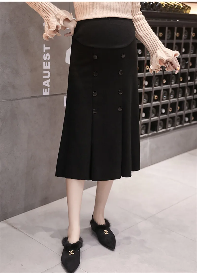 Poungdudu maternity pregnant women skirt autumn and winter new fashion tide mother dress long section knitted | Мать и ребенок