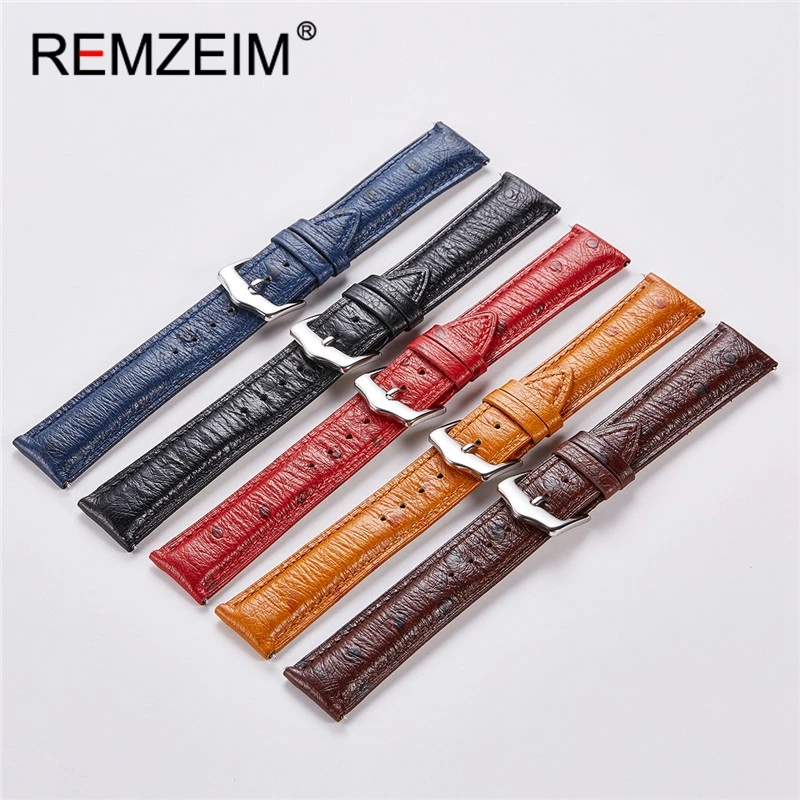 Ремешок для часов из кожи страуса 18 мм 20 22 мужчин и женщин быстросъемный ремешок
