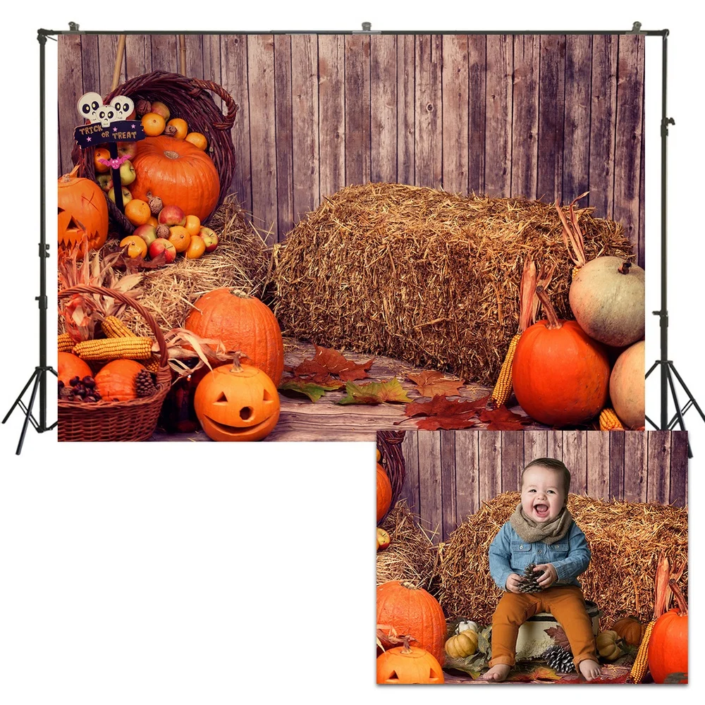 

HUAYI Photo Background Newborns Baby Child Photography Backdrops Studio Autumn Pumpkins Halloween Day Photoshoot Backdrop US251