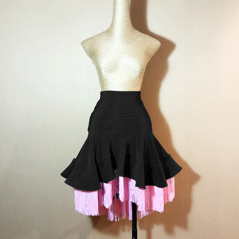 

2020 Fringe Latin Dance Skirts For Women Latina Stage Competition Clothes Tassel Tap Dance Skirt Ballroom Dance Wear JL1325