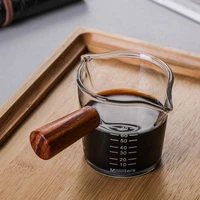scale espresso measuring cup wood handle jug heat resistent barista coffee tea milk jug mini glass coffee shot cup mixer pot